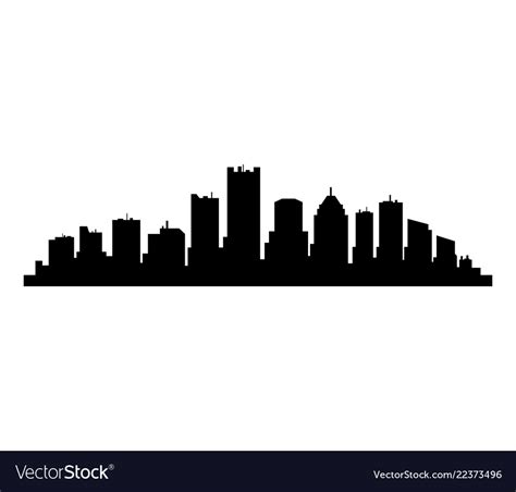 Detroit Skyline Black And White Outline