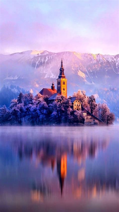 Lake Monastery Fortress Winter iPhone 6 Wallpaper Download | iPhone ...