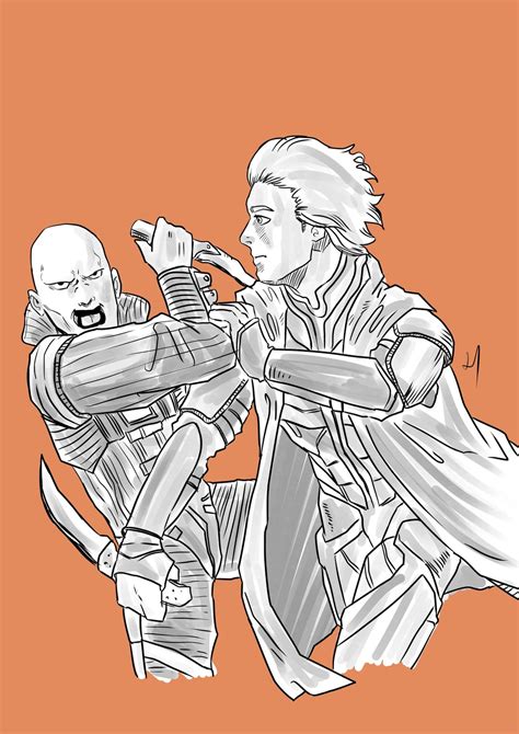 Feyd-Rautha vs Paul, by me (wearing the 84 costumes), done in digital. : r/dune