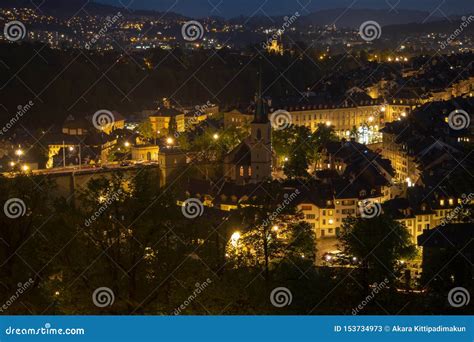 Beautiful Town of Bern City at Night Time for Background Stock Image ...