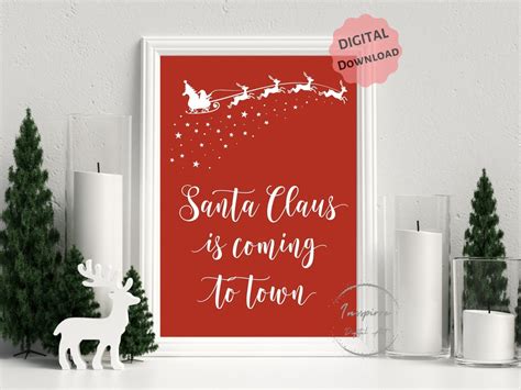 Santa Claus is Coming to Town PRINTABLE Christmas Wall Art - Etsy