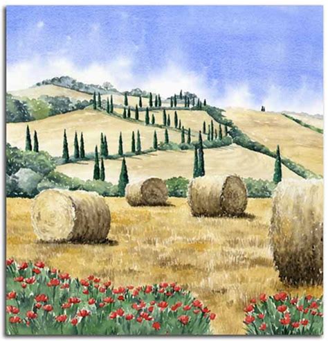 Tuscan Landscape 5 - Original watercolour painting of Tuscany, by artist Lesley Olver | Tuscany ...