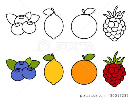 Coloring book with fruits, coloring for kids - Stock Illustration [50012252] - PIXTA