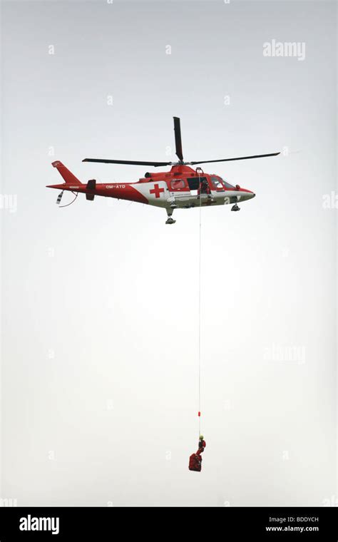 Red Cross rescue helicopter Stock Photo - Alamy