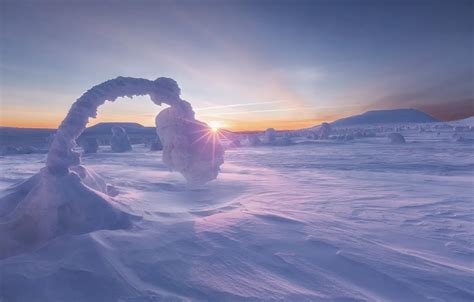 Wallpaper winter, snow, mountains, sunrise, dawn, morning, the snow, Ural, The Ural mountains ...