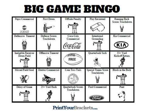 Super Bowl Bingo Sheets - Printable