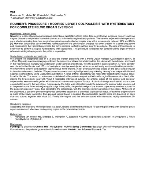 (PDF) Rouhier’s procedure : modified Lefort colpocleisis with ...