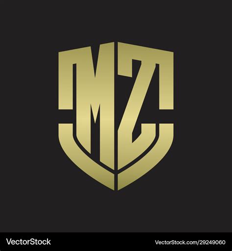 Mz logo monogram with emblem shield shape design Vector Image