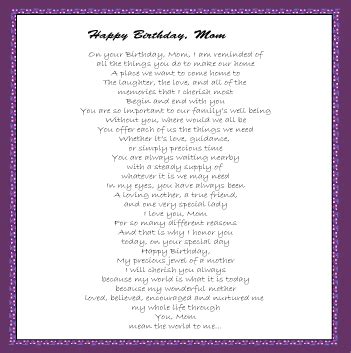 Happy Birthday Mom Quotes Poems - ShortQuotes.cc