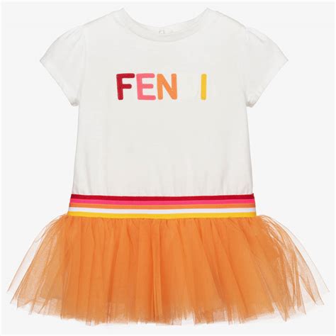 Fendi - White & Orange Baby Dress | Childrensalon