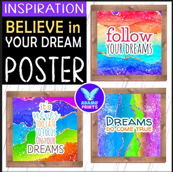 Believe In Your DREAM Inspiration Quotes Classroom Decor Bulletin Board ...