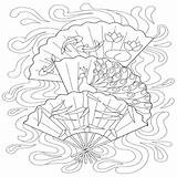 Hand Fan Coloring Page sketch template