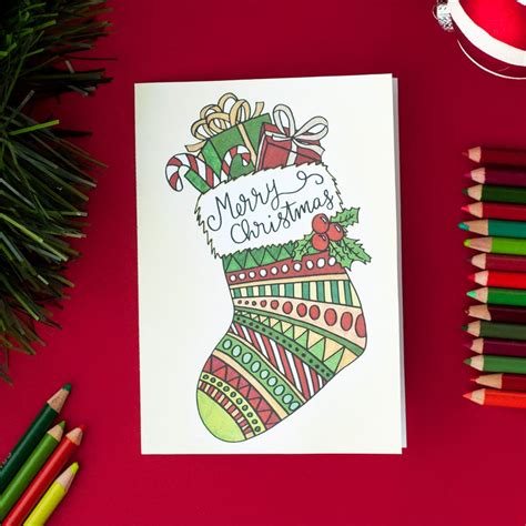 Free Christmas Card | Printable Template (Coloring Page Christmas Card)