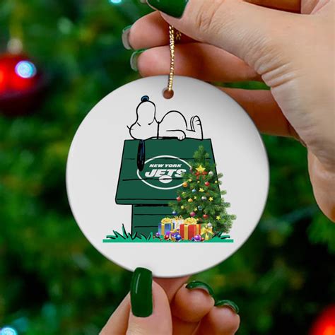 New York Jets Snoopy Christmas Circle Ornament