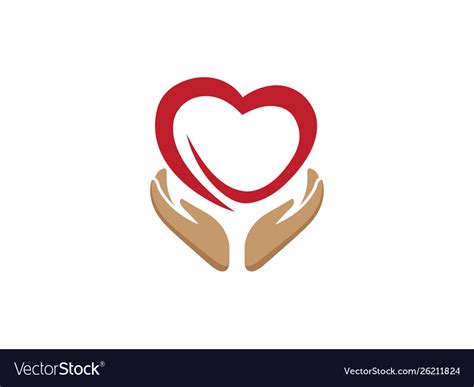 Hands and heart caring human health logo Vector Image