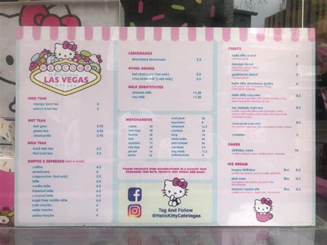 Hello Kitty Cafe Las Vegas Menu