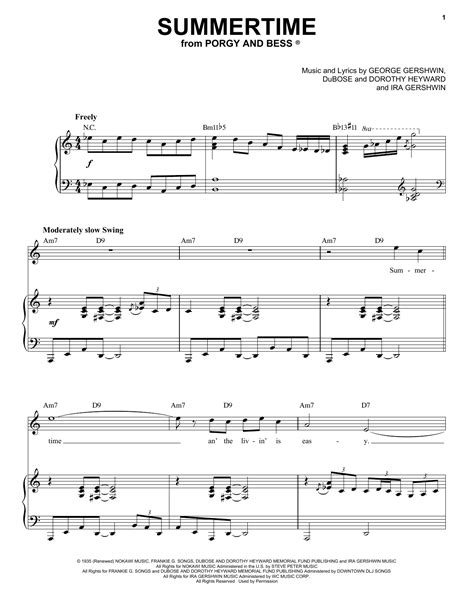 Summertime [Jazz version] (arr. Brent Edstrom) by George Gershwin Sheet Music for Piano & Vocal ...