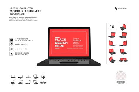 Laptop Computer Mockup Template Bundle (1703764)