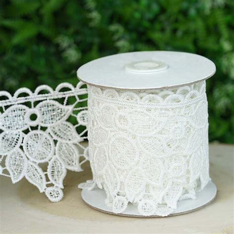 3.5"x5 Yards White Sewing Trims and Embellishments Crochet Ribbon Lace ...