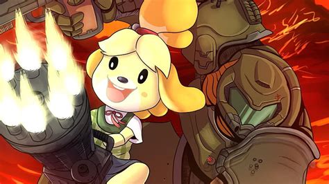 1080P Free download | Doomguy and Isabelle Are Teaming Up in Some Adorable Crossover Art ...