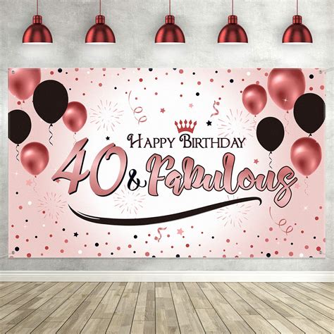 Buy 40th Happy Birthday Party Decoration, Rose Gold Women 40th Banner ...