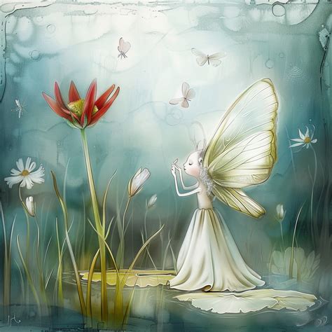 Whimsical Garden Angel Art Print Free Stock Photo - Public Domain Pictures