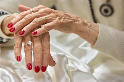 Old Woman Beautiful Hands with Rings. Stock Photo - Image of golden, female: 100539602