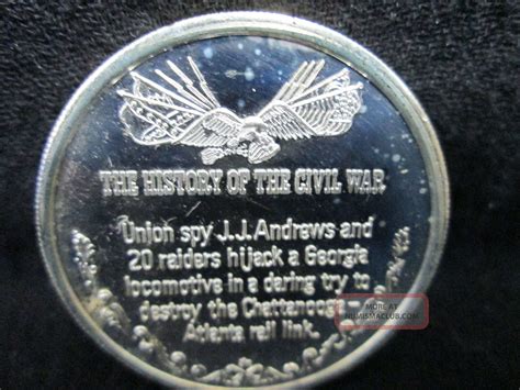 History Of The Civil War Great Locomotive Chase Pure Silver Medal. 815oz Gb8838