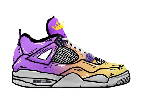 Custom Jordan 4 Cartoon Yellow to Purple Fade mock Up - Etsy