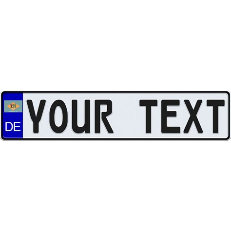 Delaware Euro-Style License Plate – CustomEuroPlates.com