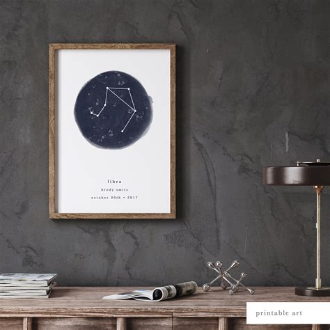 Zodiac Print Star Map Printable Art Personalized Name - Etsy