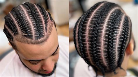 Mens Stitch Braids on SHORT hair | Straight Backs - YouTube