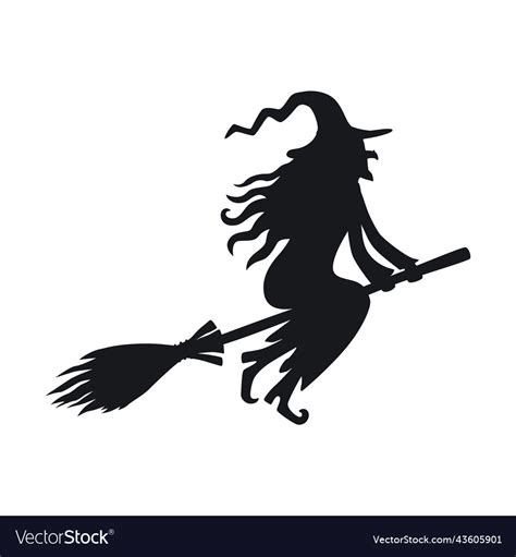 Halloween template black silhouette of a witch Vector Image