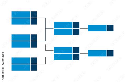 Vector championship single elimination tournament bracket or tree diagram in blue color isolated ...