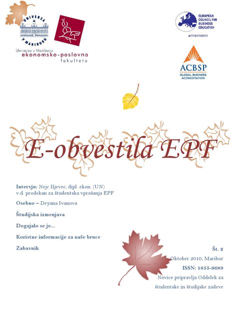 2. E-obvestila EPF by Ekonomsko-poslovna Fakulteta Maribor - Issuu