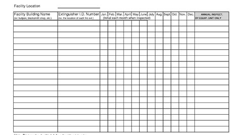 Printable Monthly Fire Extinguisher Inspection Form Template Excel