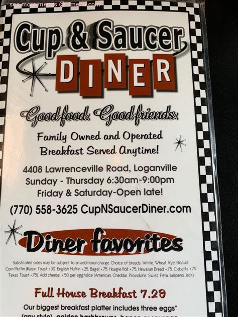 Online Menu of Cup & Saucer Diner Restaurant Restaurant, Loganville, Georgia, 30052 - Zmenu