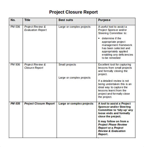 9 Sample Project Closure Report Template Examples | Sample Templates