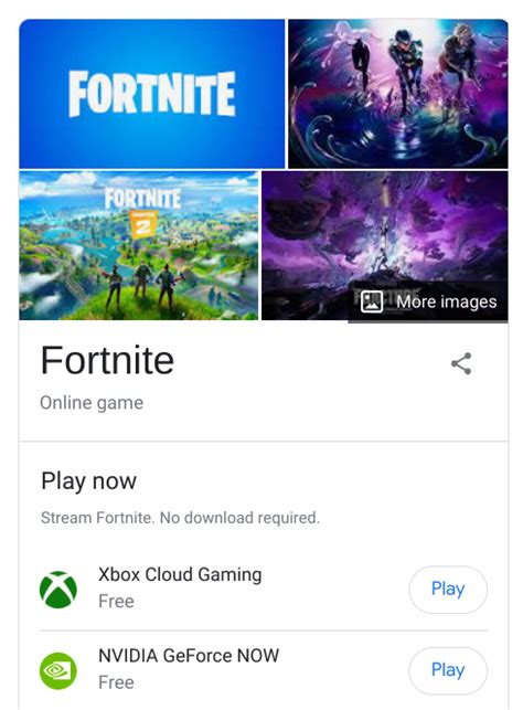 Google Search shows where you can find cloud games