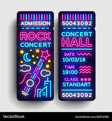 Rock concert ticket design template in modern Vector Image