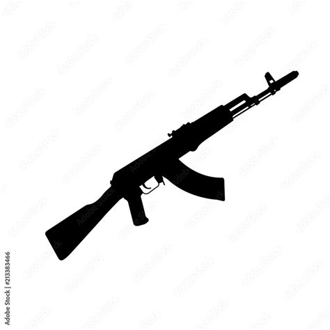 Silhouette of AK-47 - kalashnikov machinegun outline, ussr weapon Stock ...