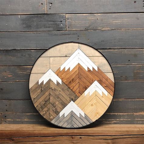 Round Light Stained Mountain Wall Art | Round wall art, Mountain wall art, Mountain wood art