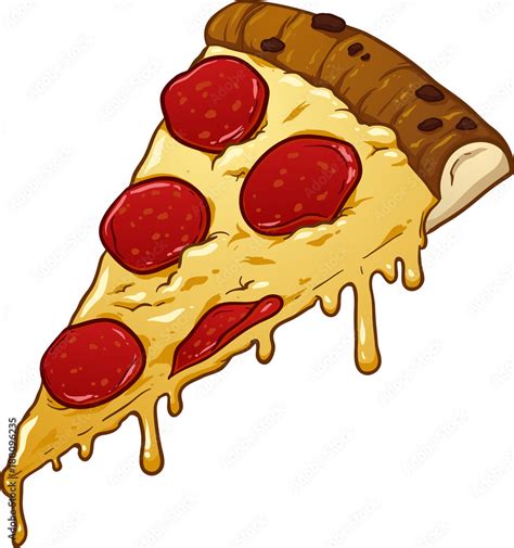 Slice of pepperoni pizza. Vector clip art illustration with simple ...