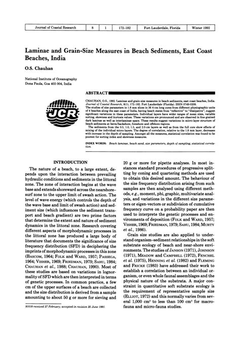 (PDF) Laminae and grain-size measures in beach sediments, east coast beaches, India