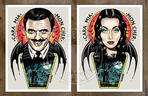 Morticia and Gomez Addams set of 2 prints | Morticia and gomez addams ...