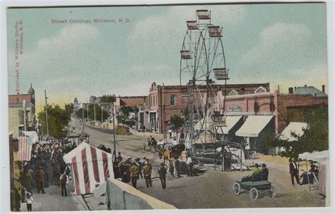 1910 Era Street Carnival Williston North Dakota Printed Postcard Merry Go Round | North dakota ...