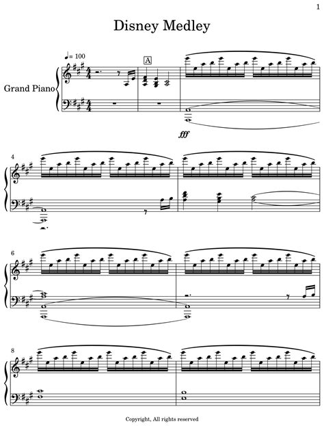 Disney Medley - Sheet music for Piano