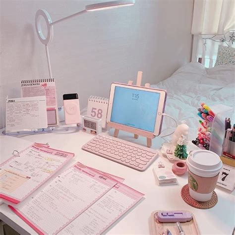 Pink office | Study desk decor, Study room decor, Cute room decor