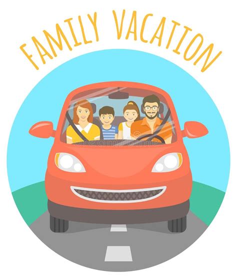 Family Vacation Trip by Car Stock Vector - Illustration of kids, outdoor: 52493020