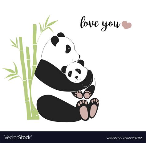 Panda mother hugging baby Royalty Free Vector Image